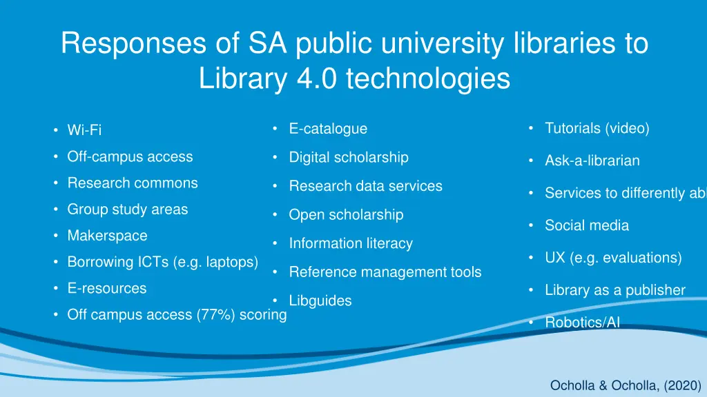 responses of sa public university libraries