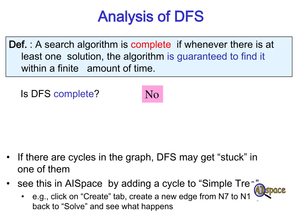 analysis of dfs analysis of dfs
