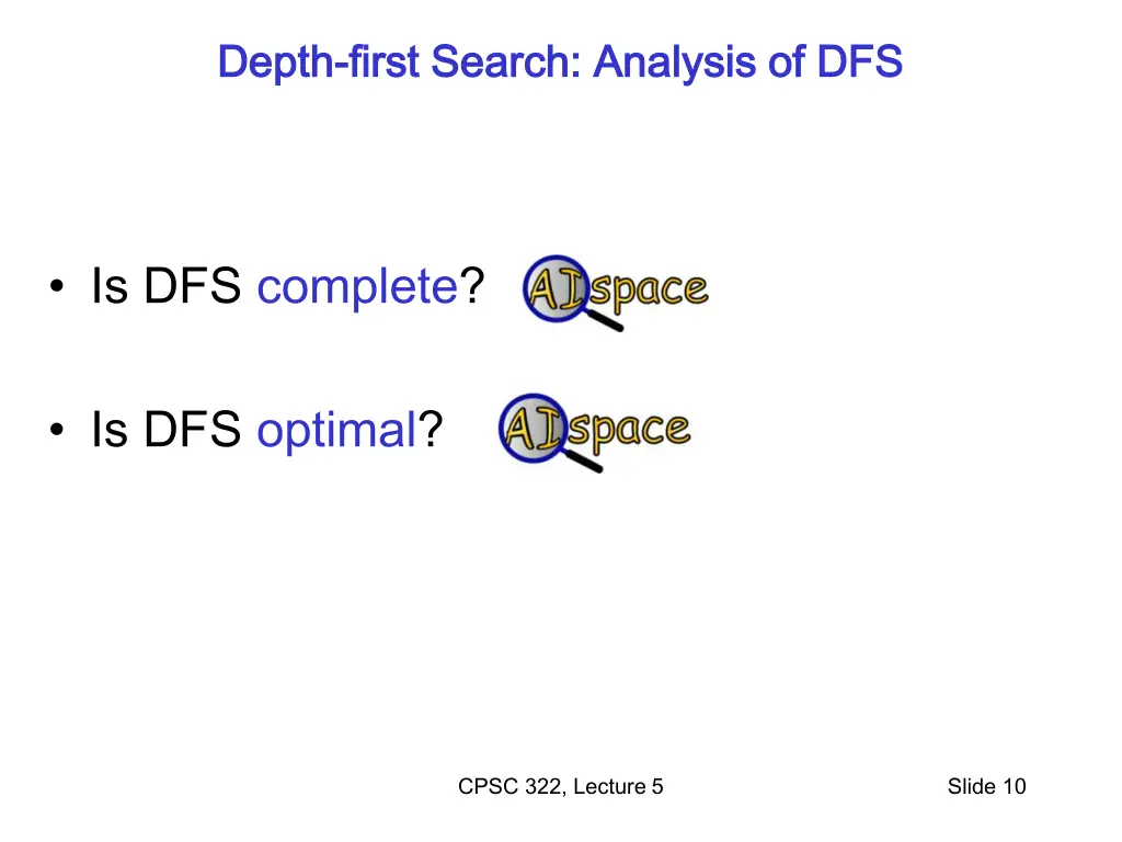 depth depth first search analysis of dfs first