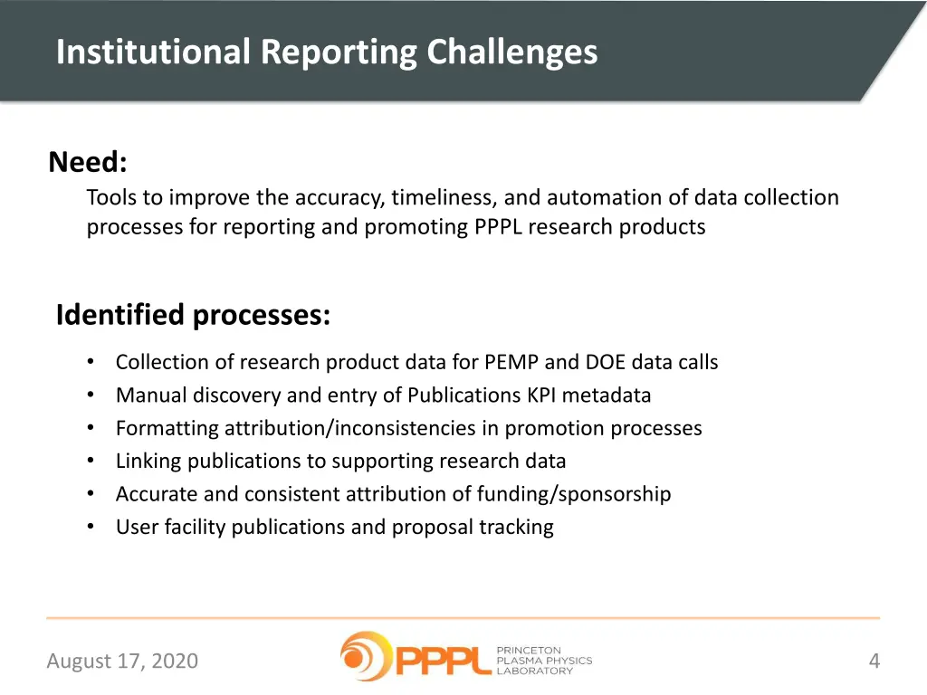 institutional reporting challenges