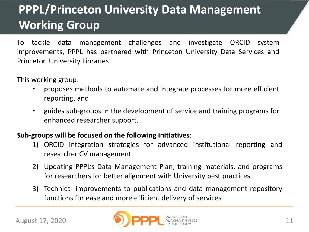 pppl princeton university data management working
