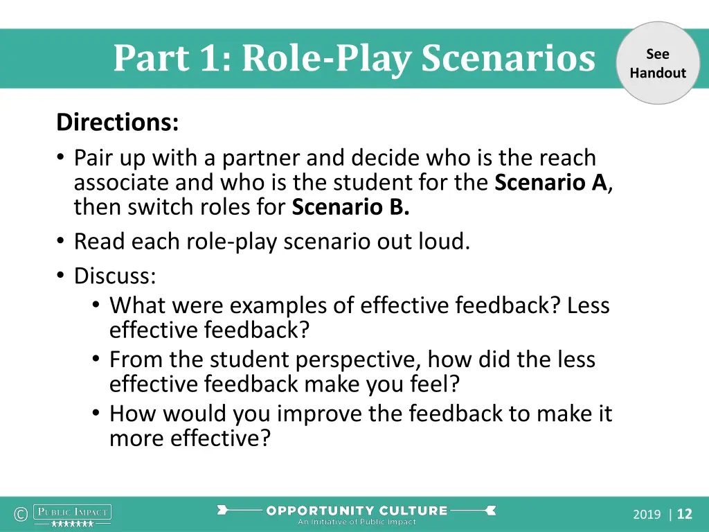 part 1 role play scenarios
