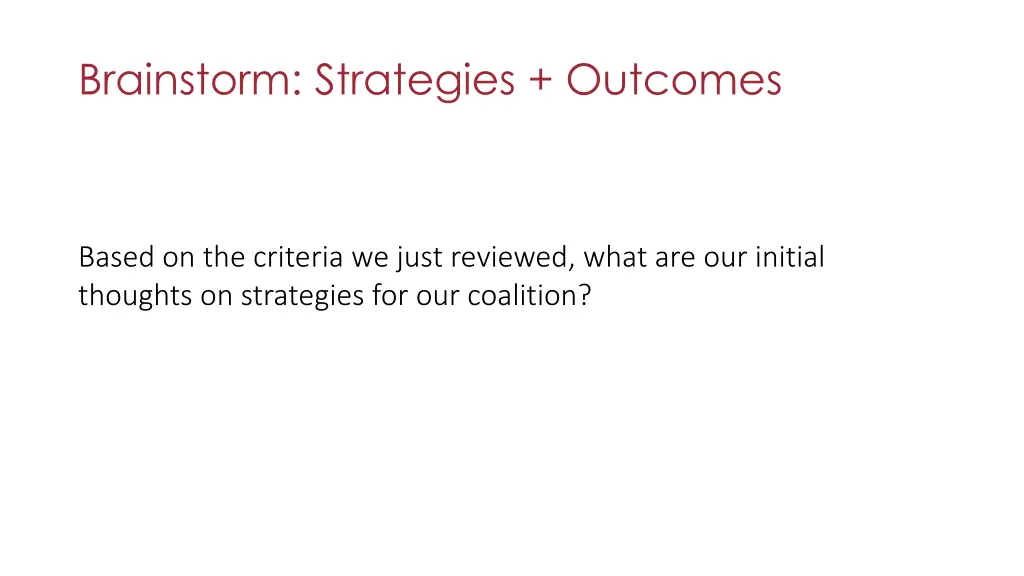 brainstorm strategies outcomes