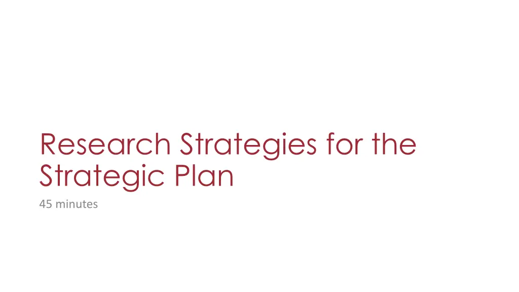 research strategies for the strategic plan