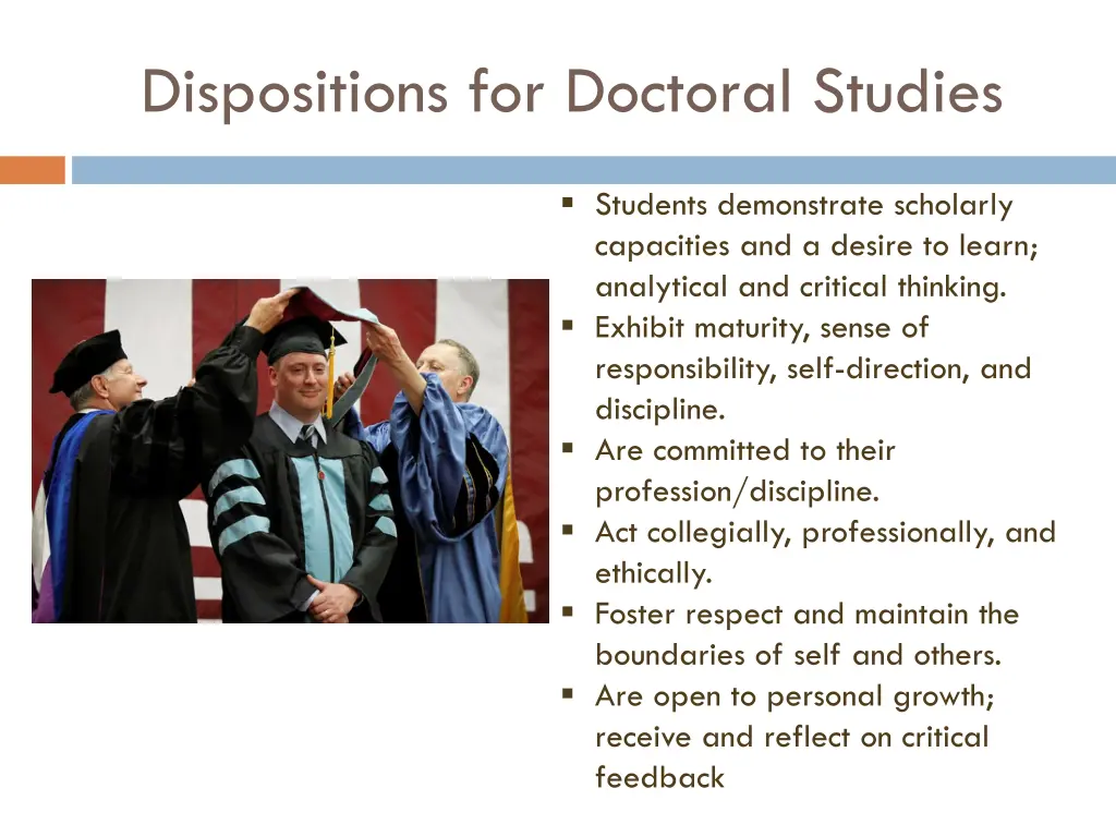 dispositions for doctoral studies