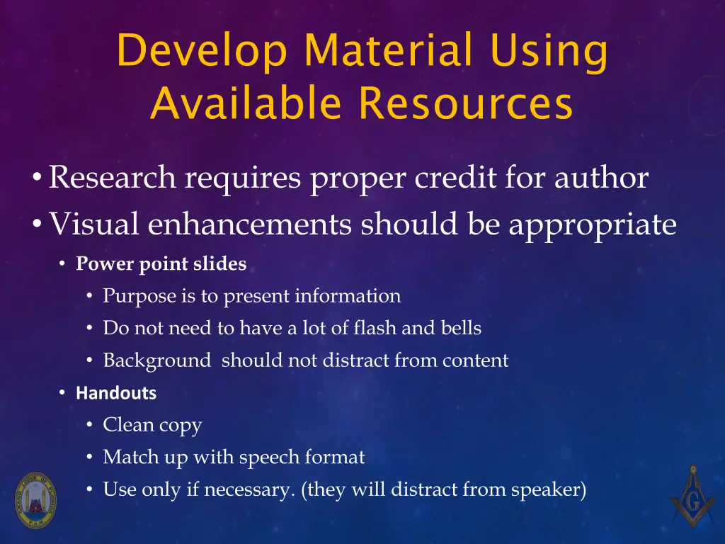 develop material using available resources