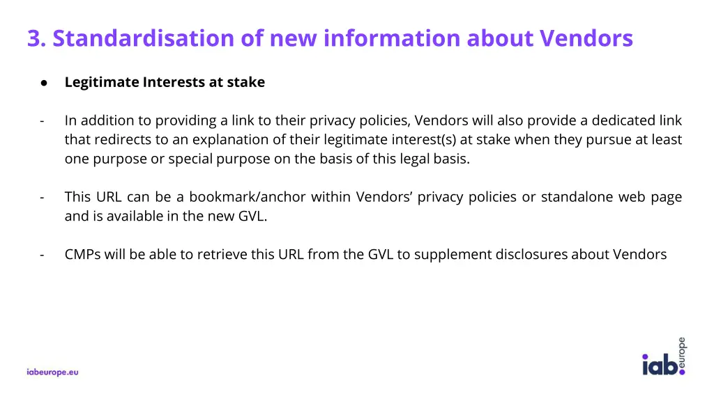3 standardisation of new information about vendors 2