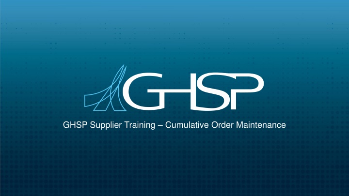 ghsp supplier training cumulative order