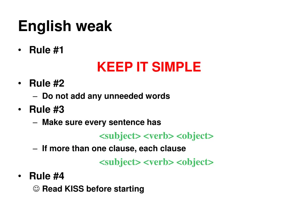 english weak