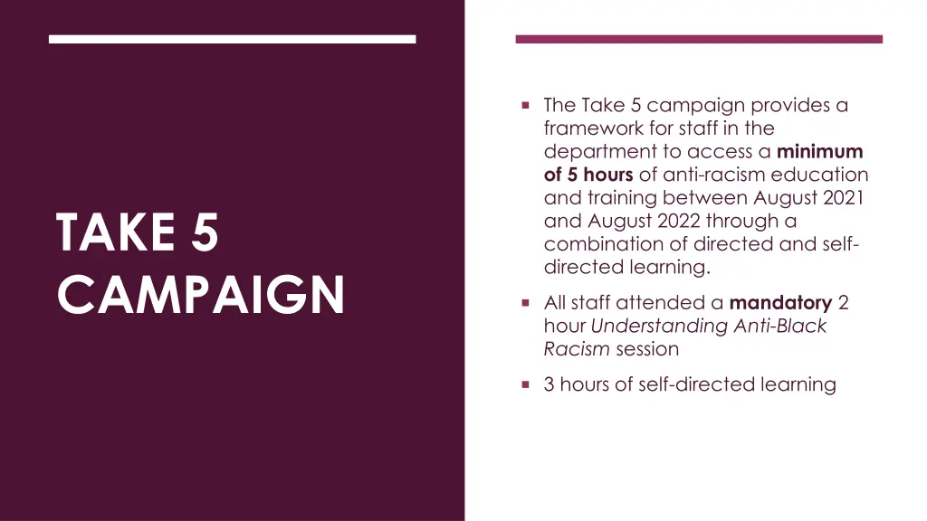 the take 5 campaign provides a framework