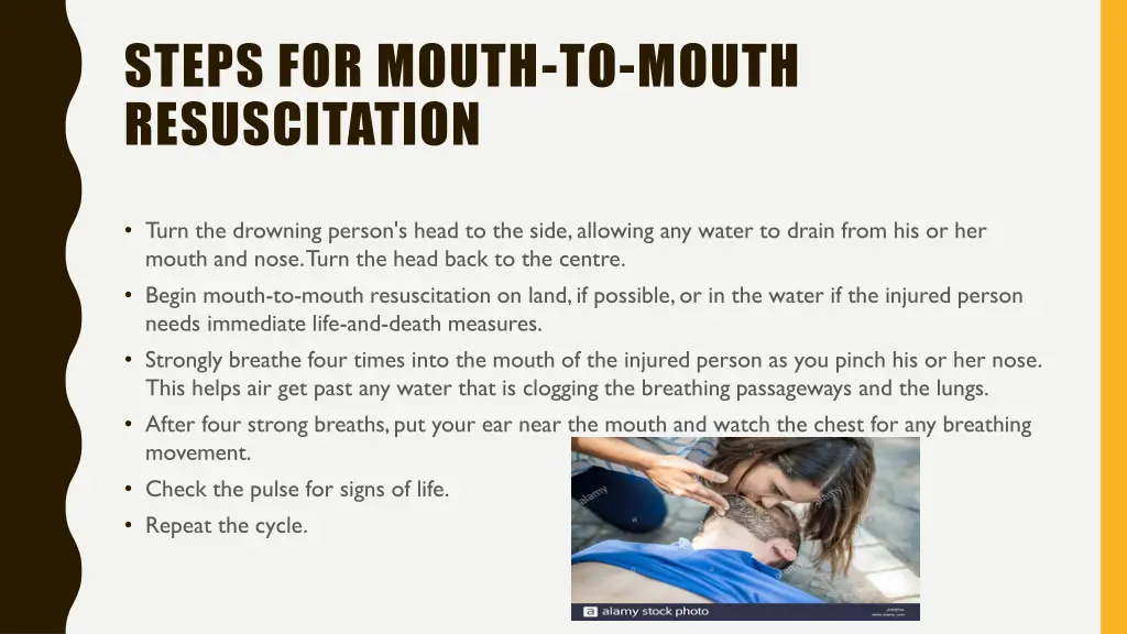 steps for mouth to mouth resuscitation