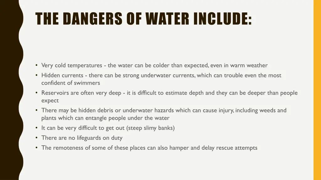 the dangers of water include