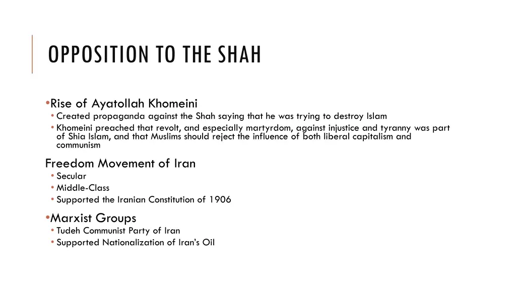 opposition to the shah
