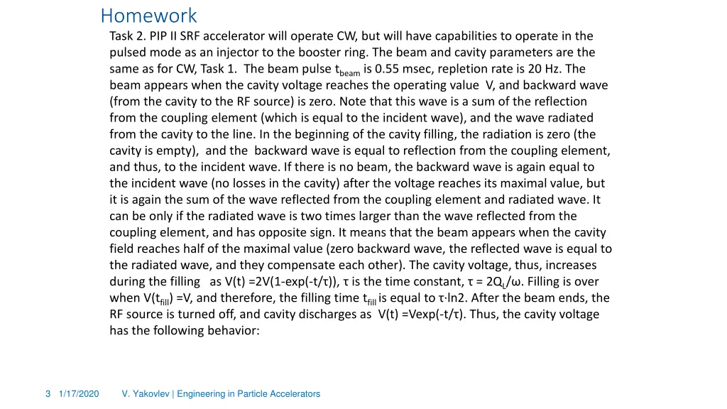 homework task 2 pip ii srf accelerator will