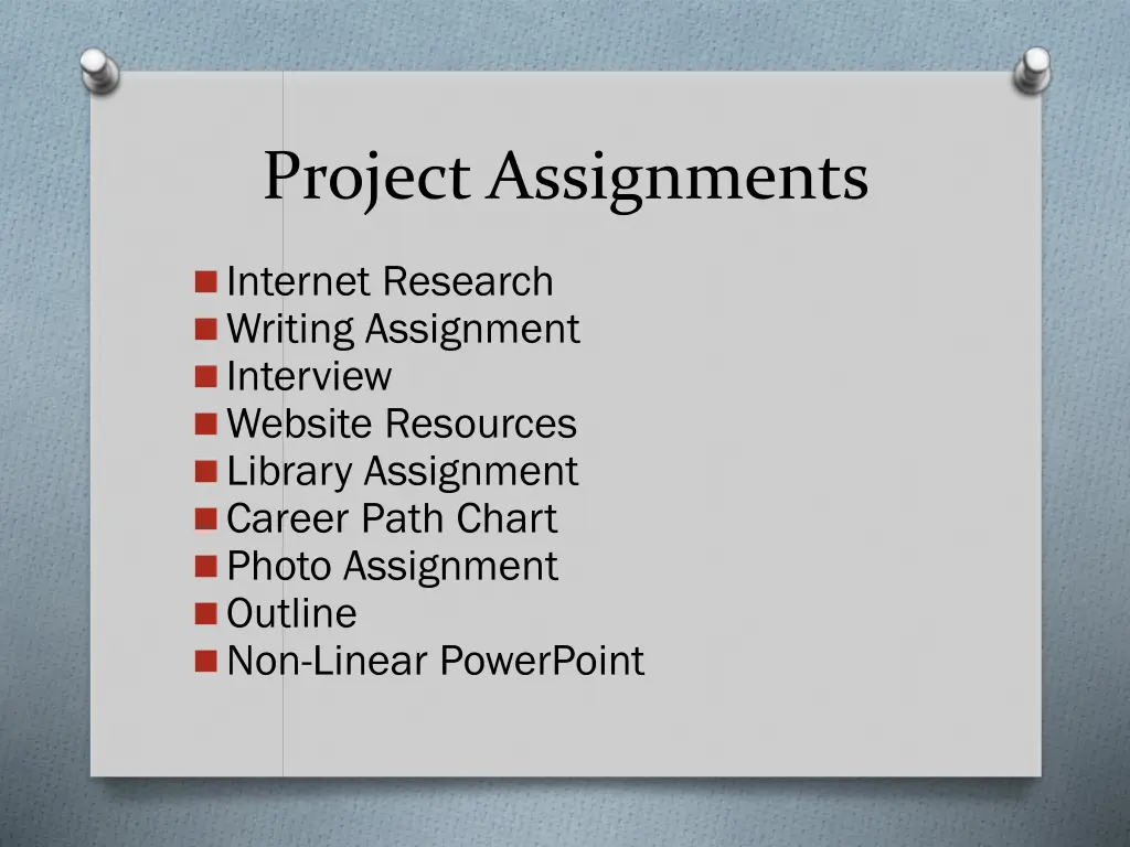 project assignments