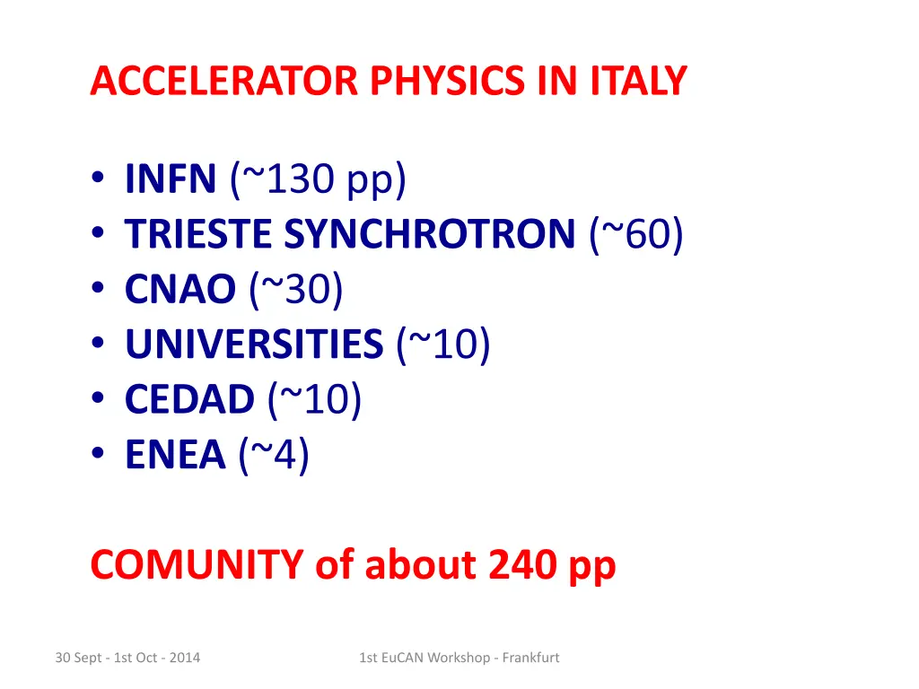 accelerator physics in italy