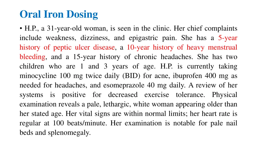 oral iron dosing