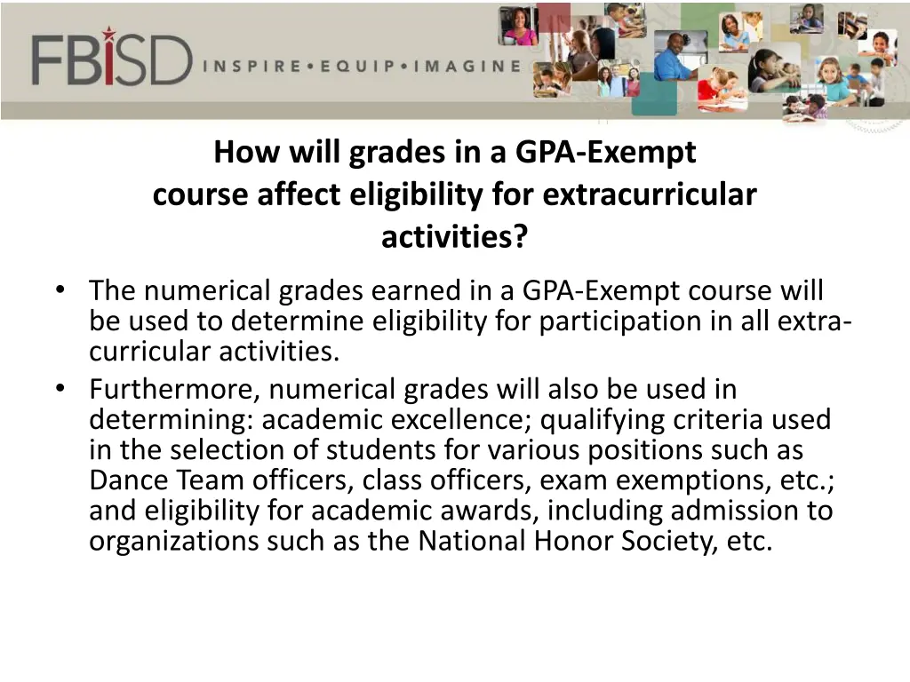 how will grades in a gpa exempt course affect