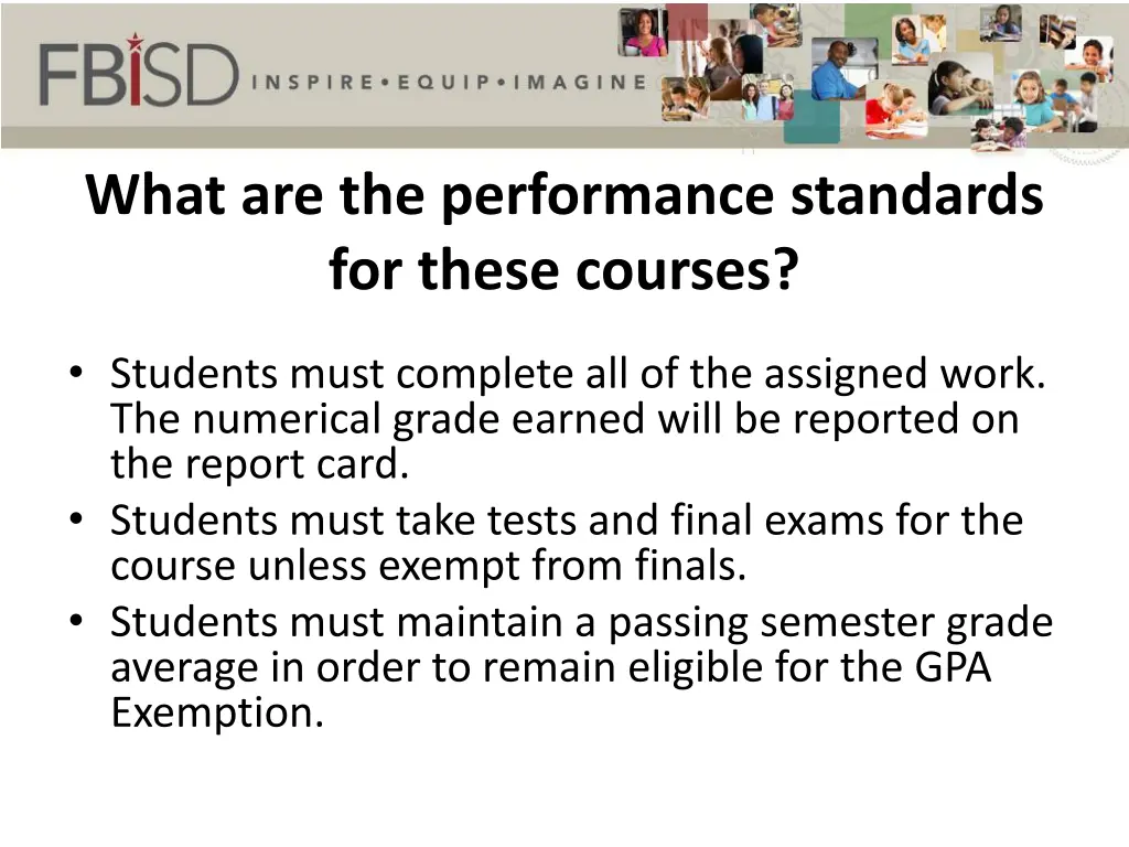 what are the performance standards for these