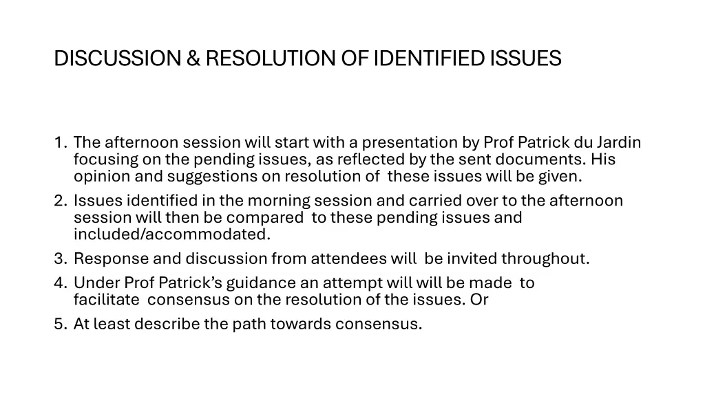 discussion resolution of identified issues