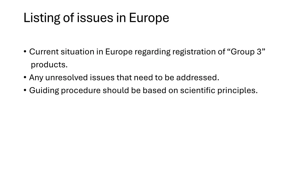 listing of issues in europe