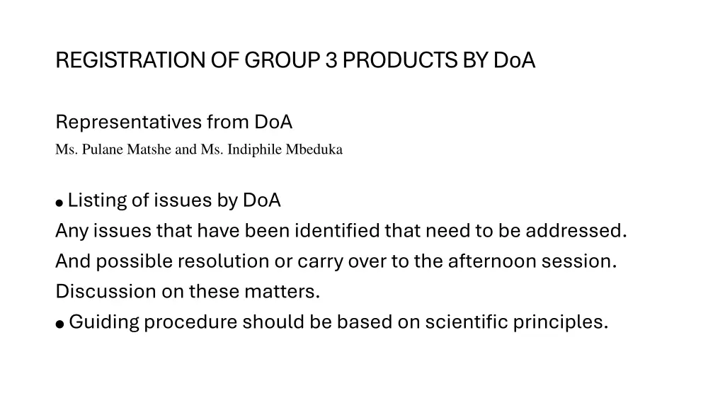registration of group 3 products by doa