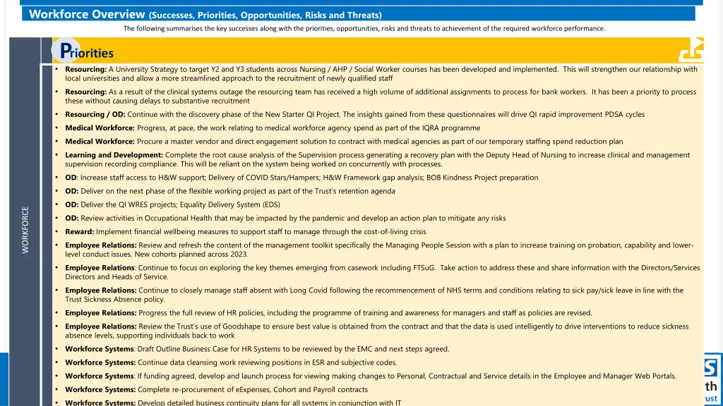 workforce overview successes priorities 2