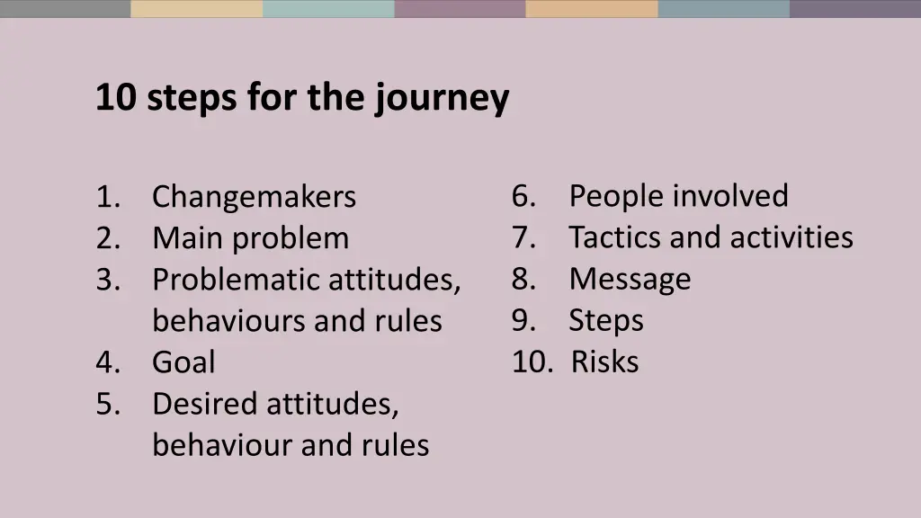 10 steps for the journey