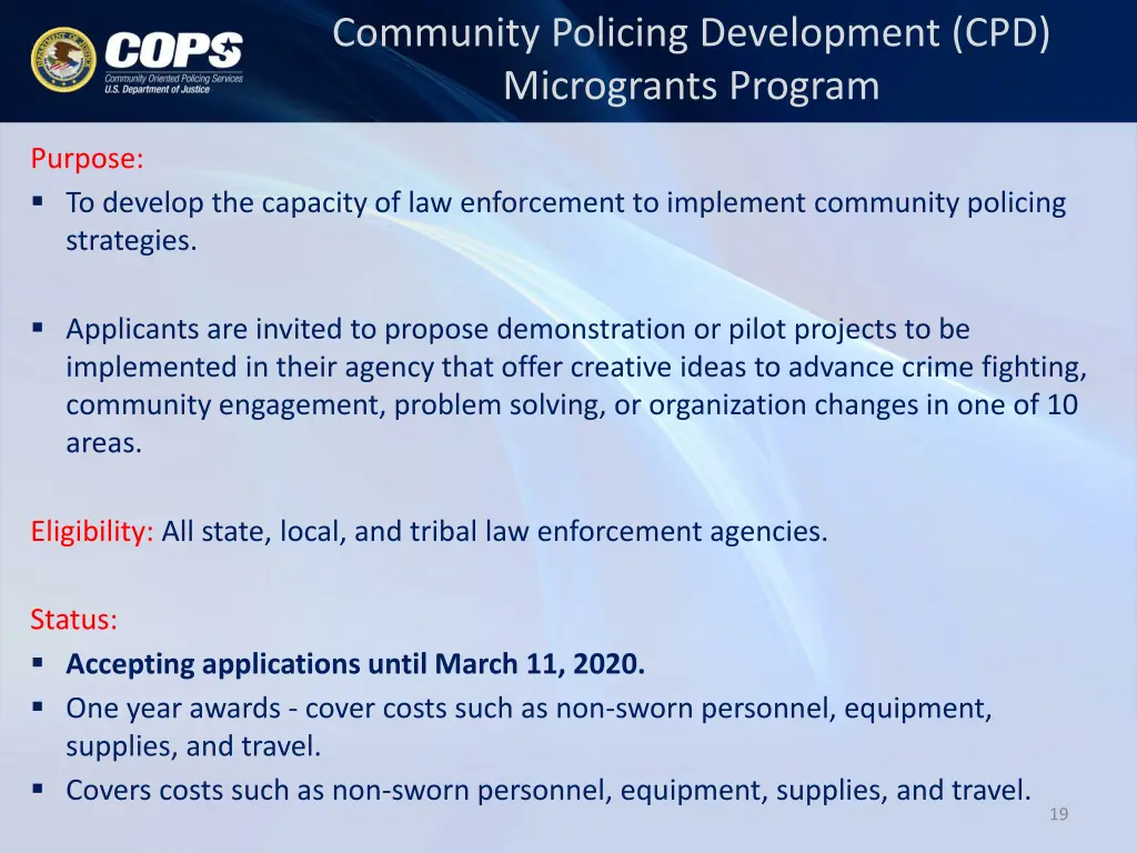 community policing development cpd microgrants