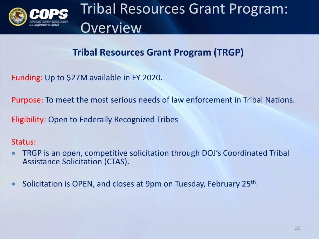 tribal resources grant program overview