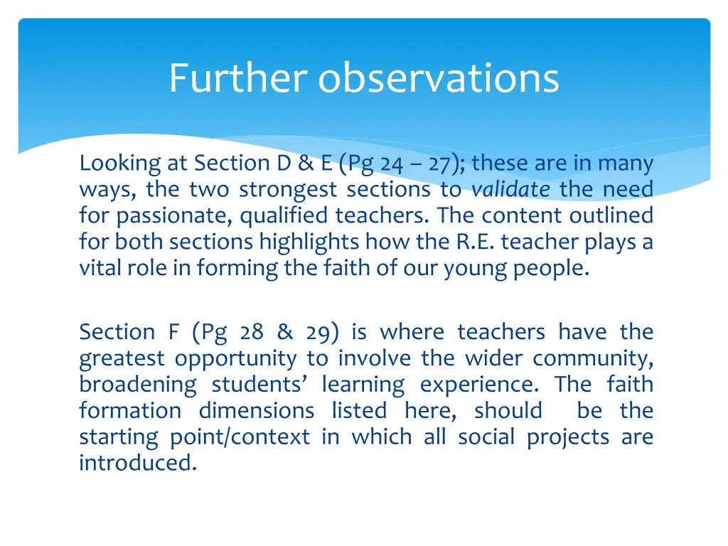 further observations