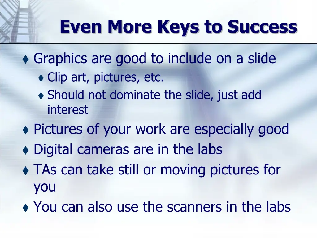 even more keys to success