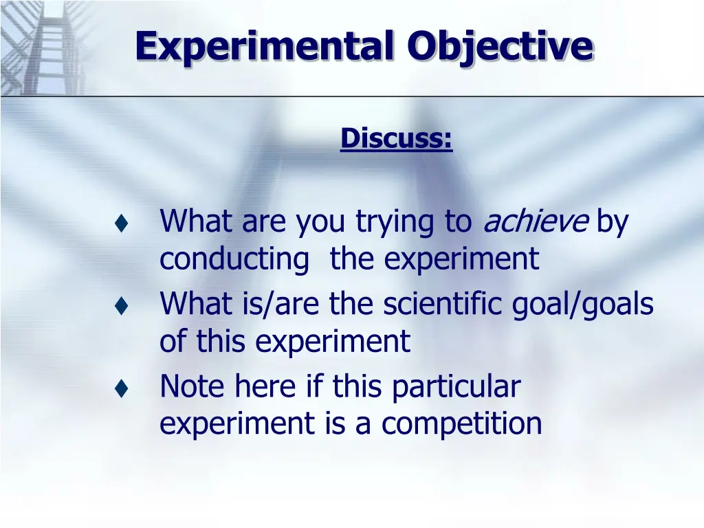 experimental objective