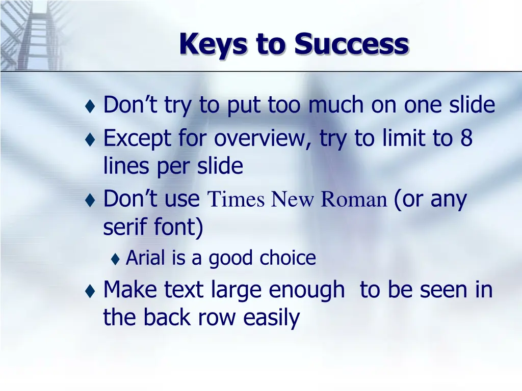 keys to success