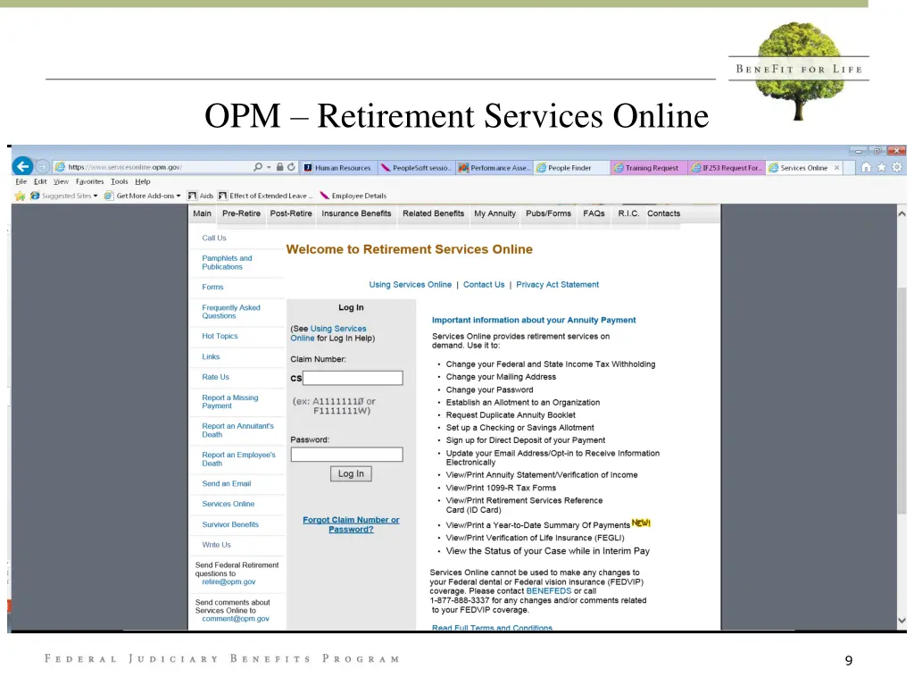 opm retirement services online