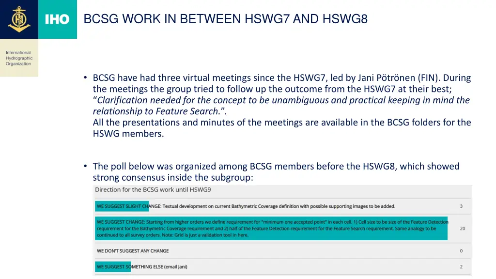 bcsg work in between hswg7 and hswg8