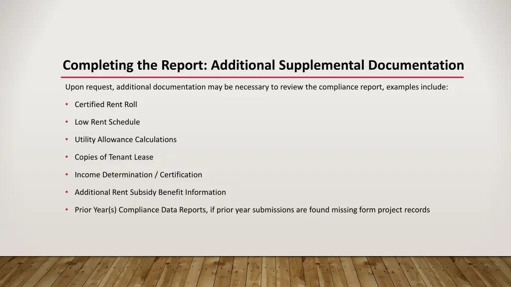 completing the report additional supplemental