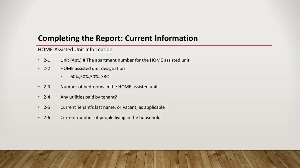 completing the report current information 1