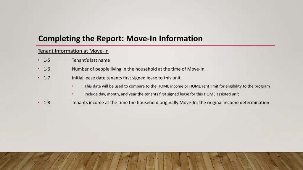 completing the report move in information 1