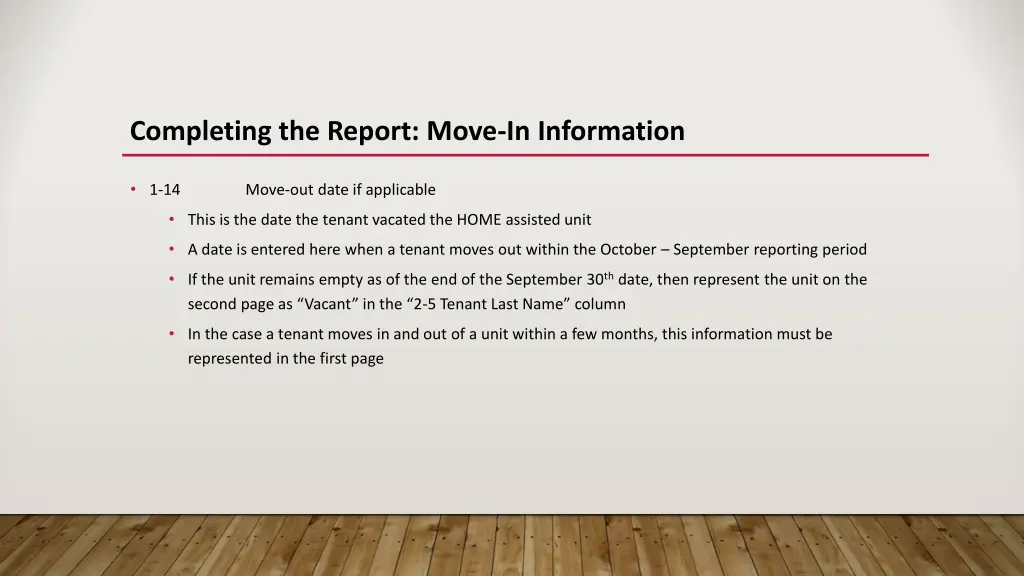 completing the report move in information 3