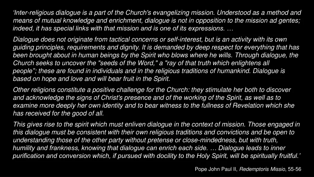 inter religious dialogue is a part of the church