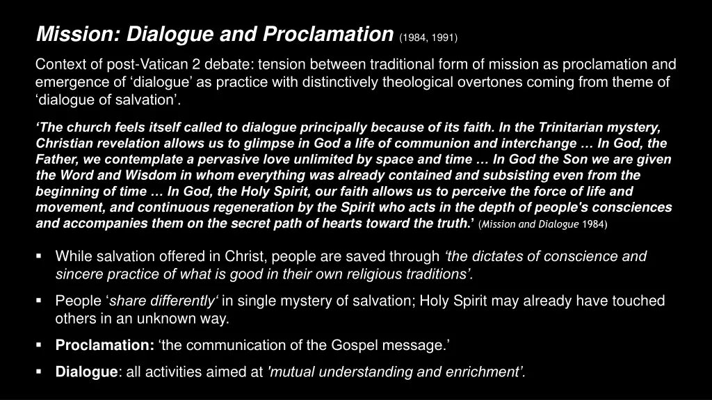 mission dialogue and proclamation 1984 1991