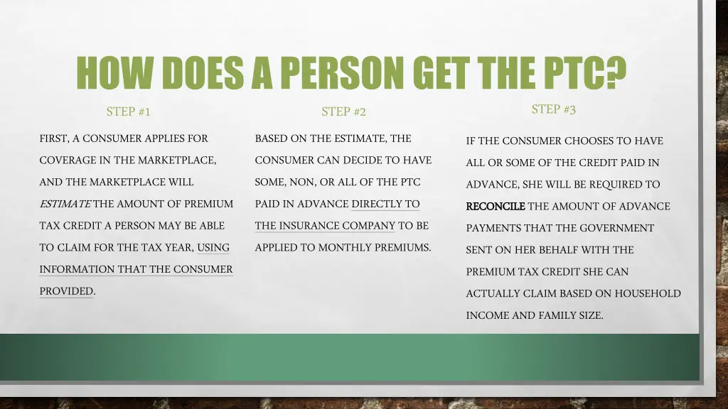 how does a person get the ptc step 1 first