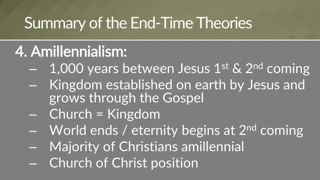 summary of the end time theories 3