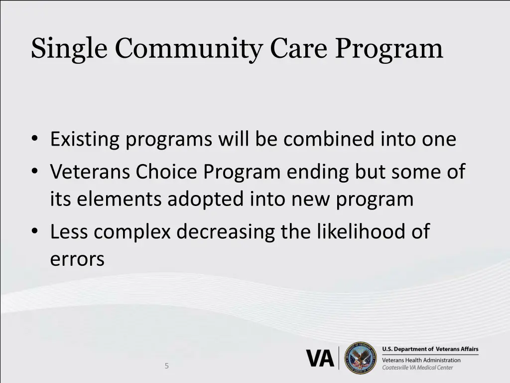 single community care program