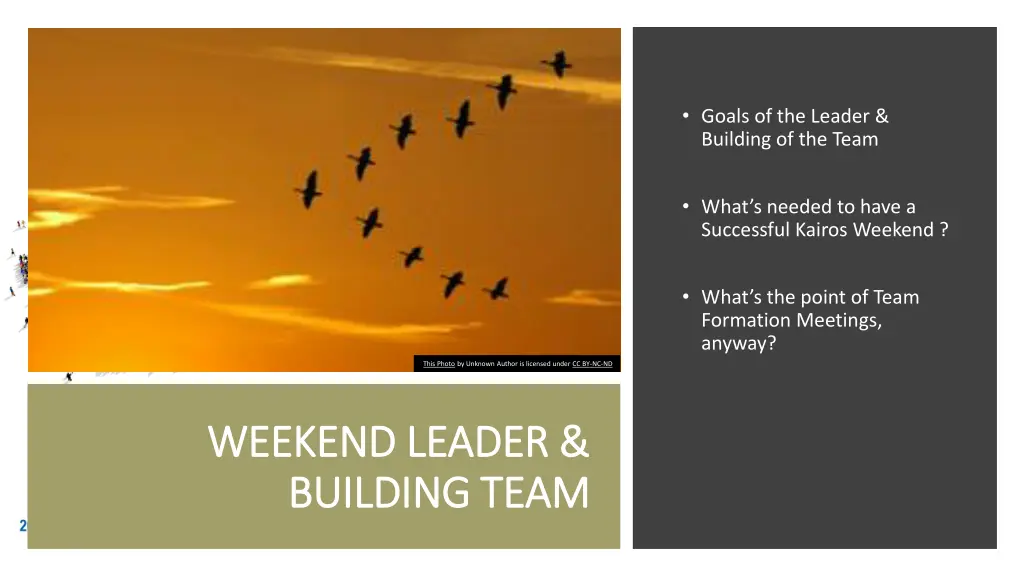 goals of the leader building of the team