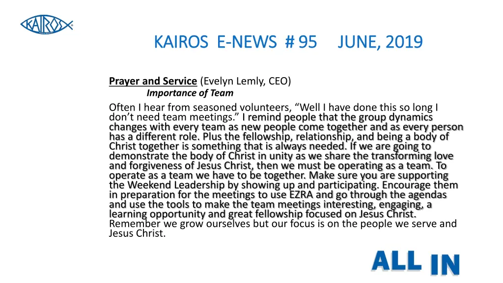 kairos e kairos e news 95 june 2019 news 95 june