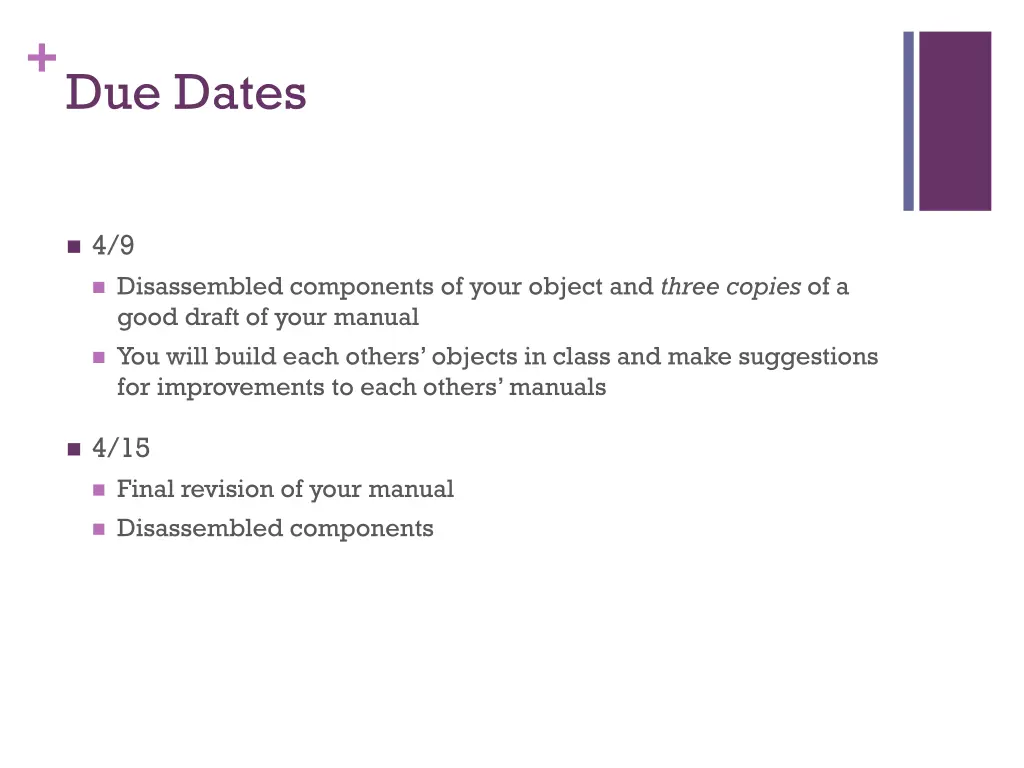 due dates