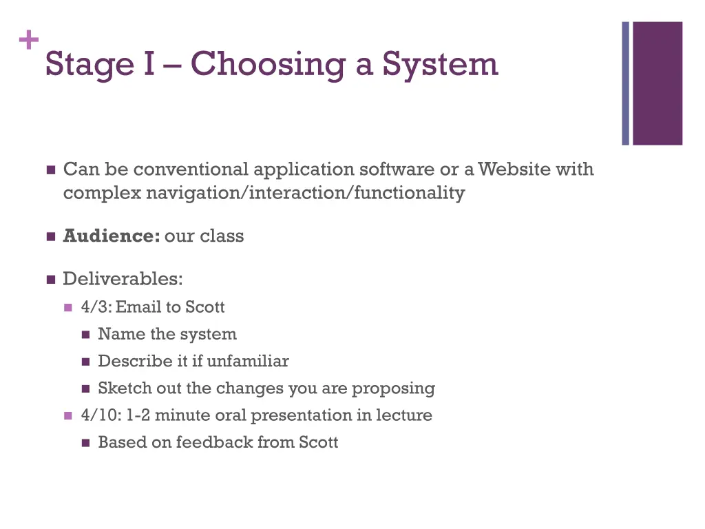 stage i choosing a system