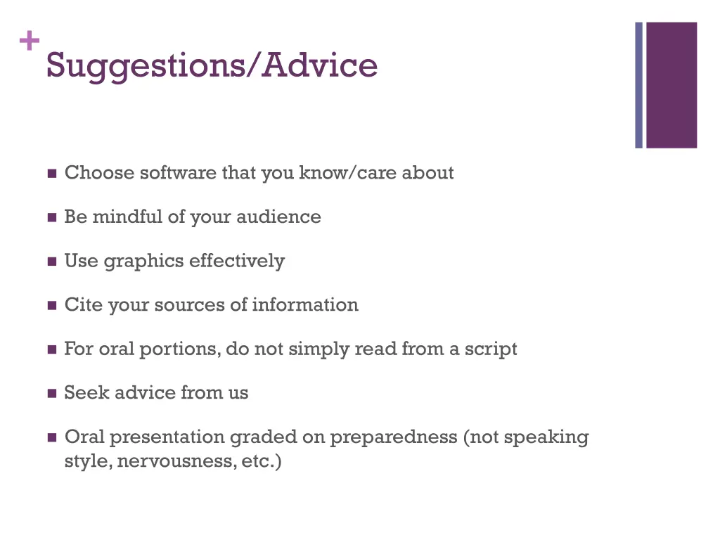 suggestions advice